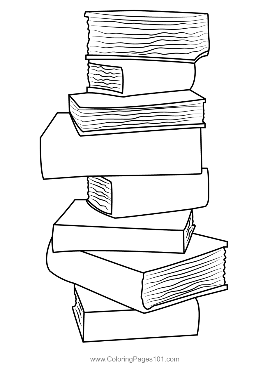 Book Stack Coloring Page for Kids - Free Back to School Printable