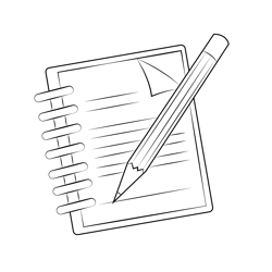 Notepad And Pencil Free Coloring Page for Kids