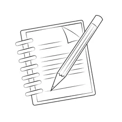 Notepad And Pencil Free Coloring Page for Kids