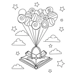 Flying Book Adventure Free Coloring Page for Kids