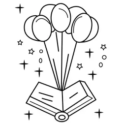Book Soaring with Balloons Free Coloring Page for Kids
