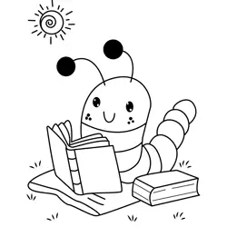 Happy Bookworm Enjoys Reading Free Coloring Page for Kids