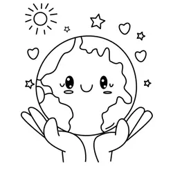 Caring Hands Hold Earth Free Coloring Page for Kids