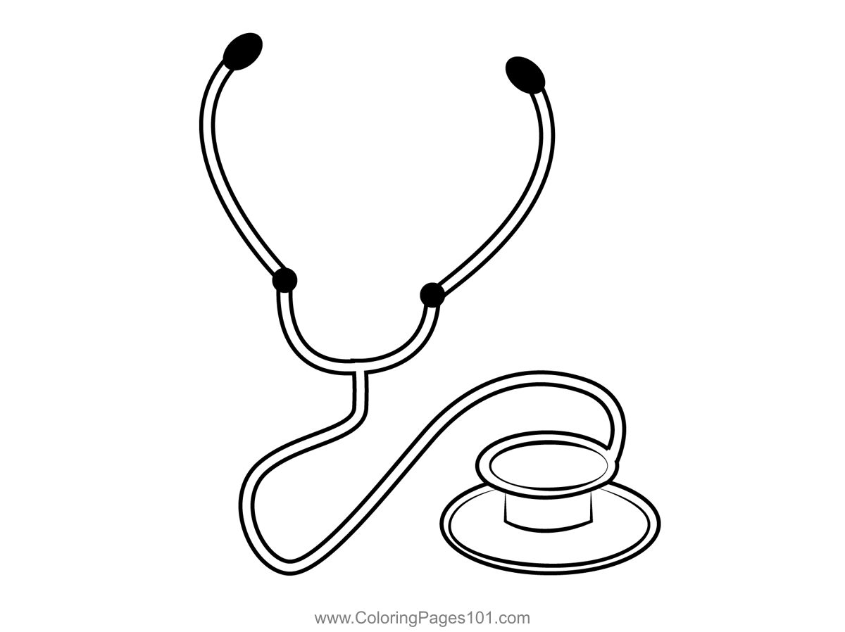 Doctors Stethoscope Coloring Page For Kids Free Health Printable 