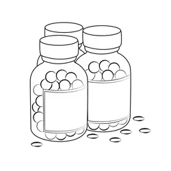 Medicine Bottles Free Coloring Page for Kids
