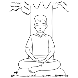 Meditation Boy Free Coloring Page for Kids