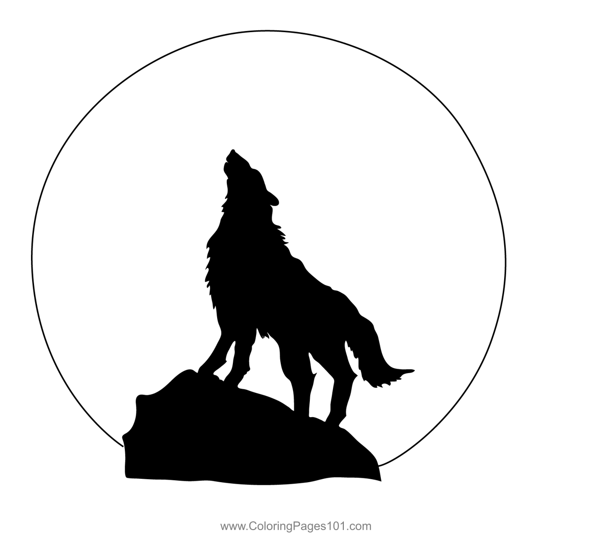Wolf With Moon