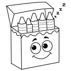 Sleepy Crayon Box Character Free Coloring Page for Kids