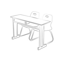 School Chairs And Tables Free Coloring Page for Kids