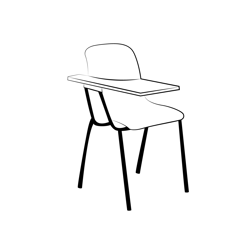 School Chairs Tables Boards Free Coloring Page for Kids