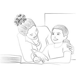 Teacher And Student In Classroom At School Free Coloring Page for Kids