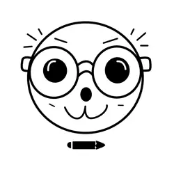 Smiling Face With Big Glasses Free Coloring Page for Kids