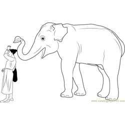 Elephant Hat Lady Free Coloring Page for Kids