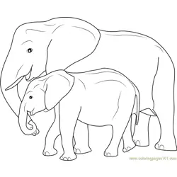 Mother and Baby Elephant Free Coloring Page for Kids