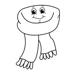 Happy Scarf Character Fun Free Coloring Page for Kids