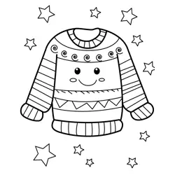 Cozy Starry Sweater Apparel Free Coloring Page for Kids