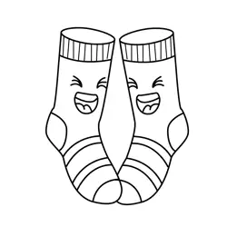 Happy Smiling Socks Duo Free Coloring Page for Kids