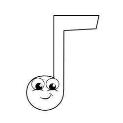 Happy Musical Note Character Free Coloring Page for Kids