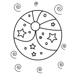 Bouncy Ball with Stars Free Coloring Page for Kids