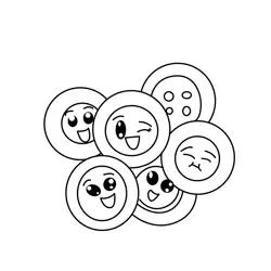 Happy Button Friends Free Coloring Page for Kids