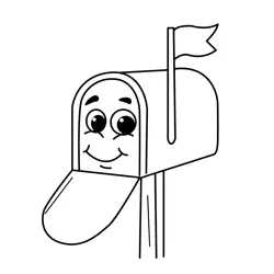 Happy Mailbox Character Free Coloring Page for Kids