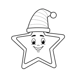 Smiling Star with Cozy Hat Free Coloring Page for Kids