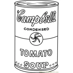 Campbell's Soup by Andy Warhol Free Coloring Page for Kids