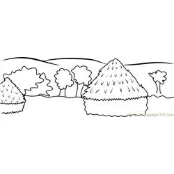 Haystacks Free Coloring Page for Kids