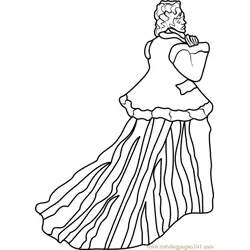 The Woman in the Green Dress Free Coloring Page for Kids
