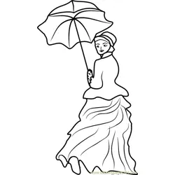 Woman with a Parasol Free Coloring Page for Kids