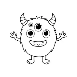 Cute Funny Monster Character Free Coloring Page for Kids