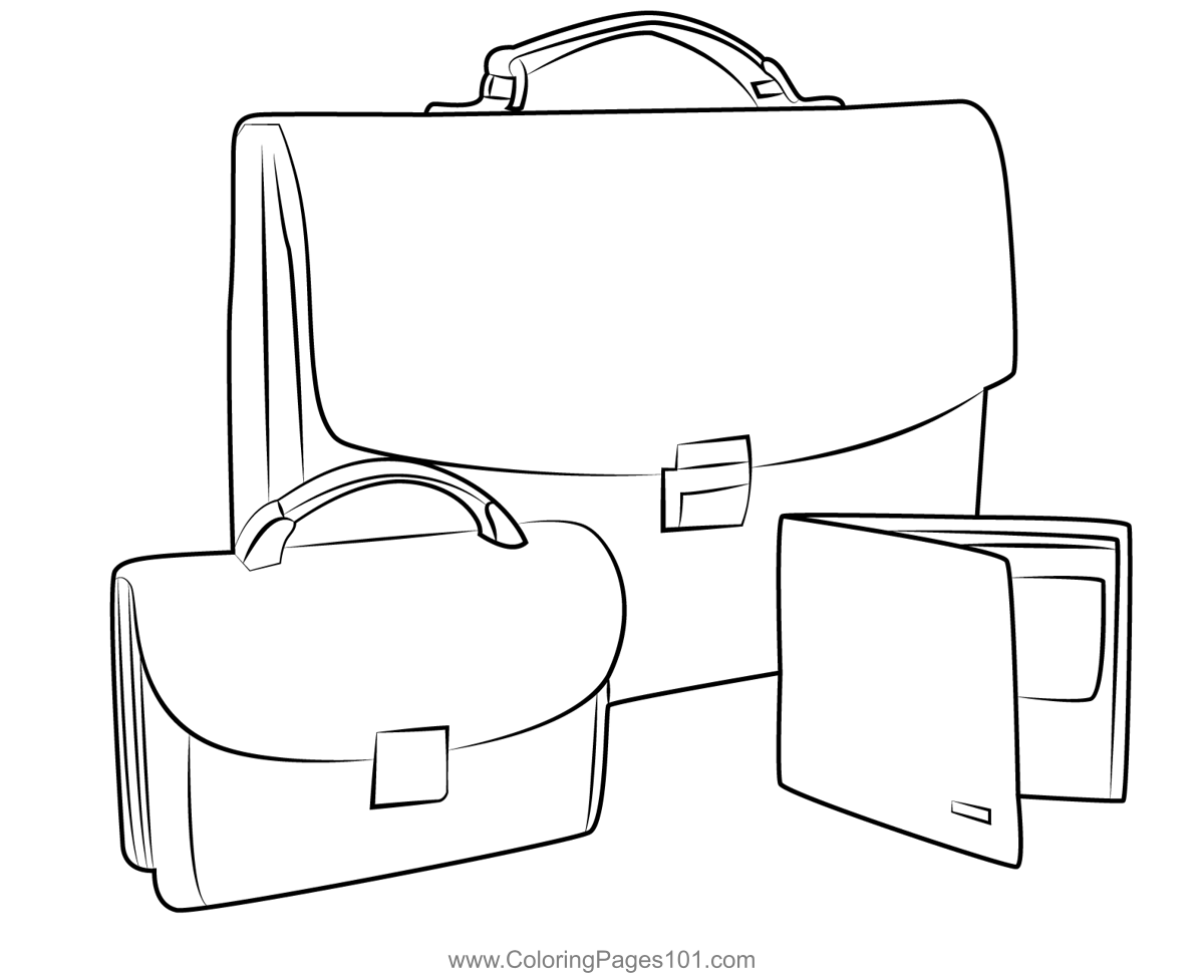 Stylish Briefcase Coloring Page for Kids Free Briefcases Printable