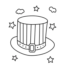 Whimsical Striped Top Hat Free Coloring Page for Kids