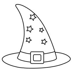 Starry Wizard Giggle Hat Free Coloring Page for Kids