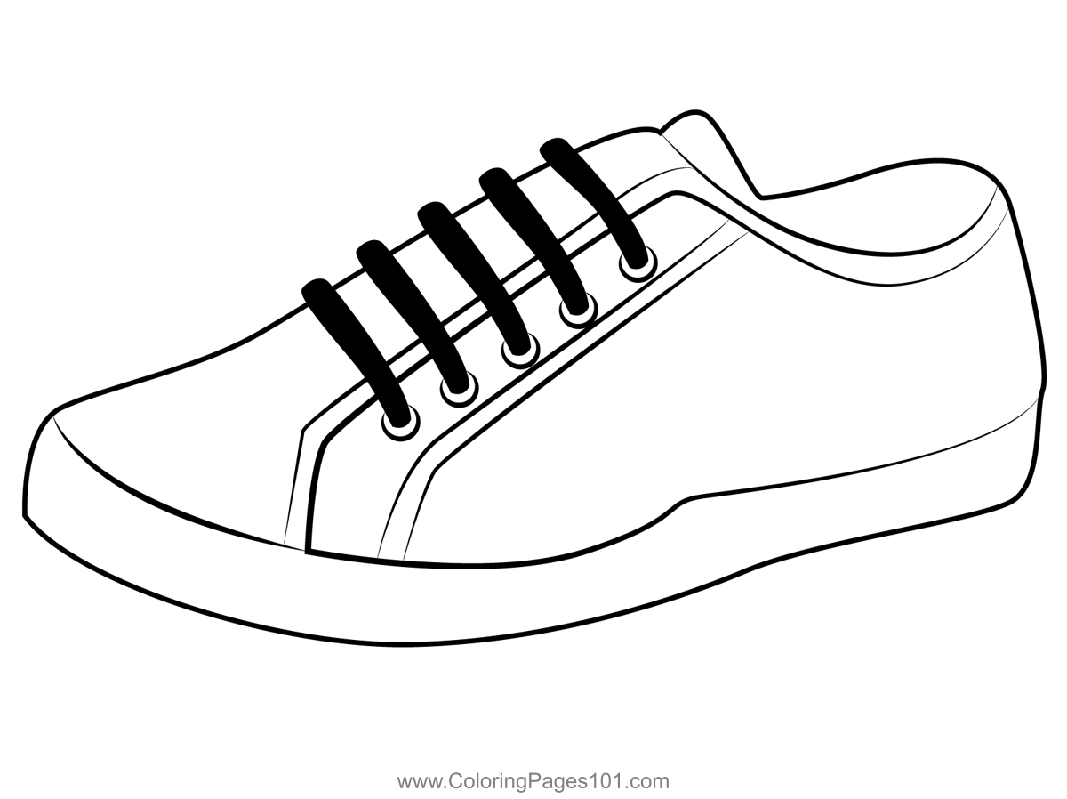 Leather Sneaker Coloring Page for Kids - Free Shoes Printable Coloring ...