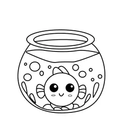 Happy Fish Bowl Friend Free Coloring Page for Kids
