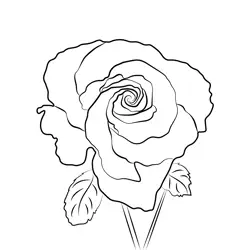 Beautiful Fresh Rose Free Coloring Page for Kids