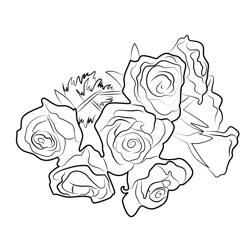 Handmade Rose Flowers Free Coloring Page for Kids