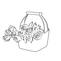 Roses In Basket Free Coloring Page for Kids