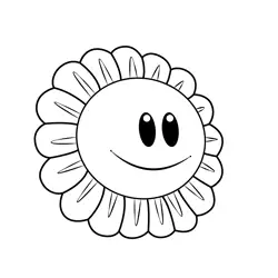 Happy Sun Flower Free Coloring Page for Kids