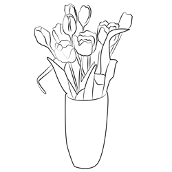 Purple Tulips Flower Free Coloring Page for Kids