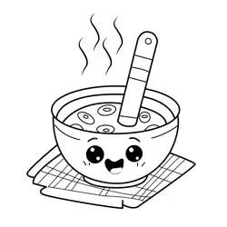 Smiling Cereal Bowl Buddy Free Coloring Page for Kids