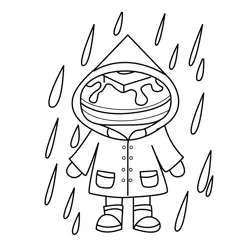 Pancake Wearing Raincoat in Rain Free Coloring Page for Kids