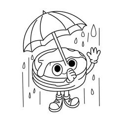 Cute Pancake Rainy Day Free Coloring Page for Kids