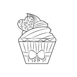 Decorative Cupcake Free Coloring Page for Kids