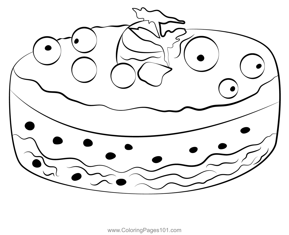 Fruit Cake Coloring Page for Kids Free Desserts Printable Coloring