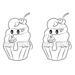 Muffin Cake Free Coloring Page for Kids