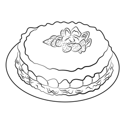 Strawberry Cake Free Coloring Page for Kids