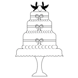 Wedding Cake Free Coloring Page for Kids