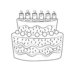 Yummy Birthday Cake Free Coloring Page for Kids